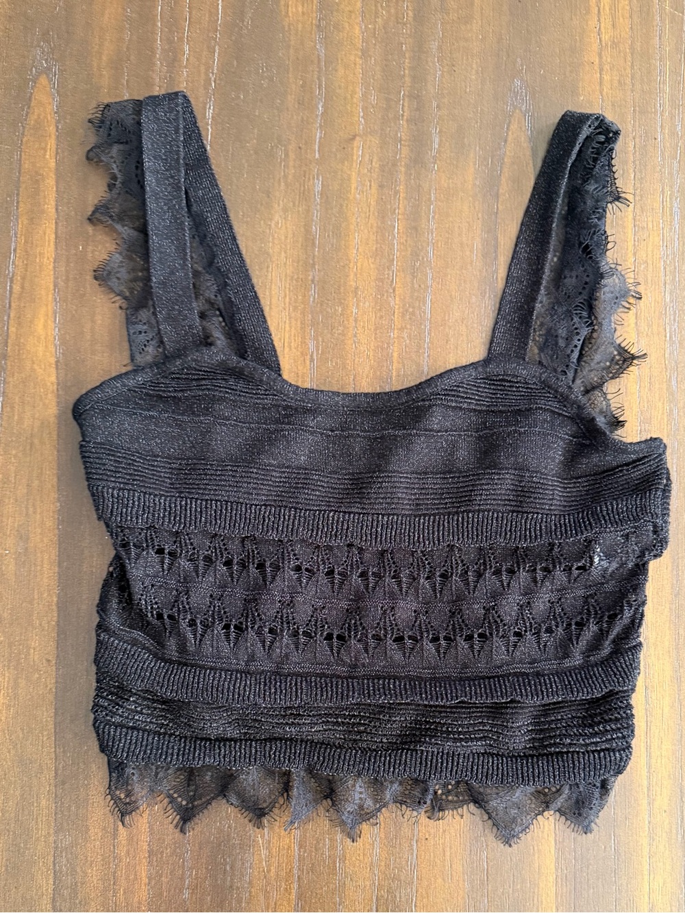 Zara Black Lace Knit Crop Tank